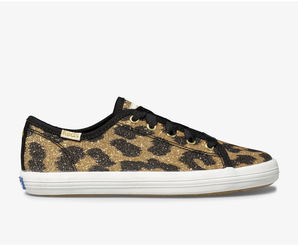 Πανινα Παπουτσια Παιδικα - Keds Kate Spade New York Kickstart Glitter Leopard - Λεοπαρ - ULZNE0158